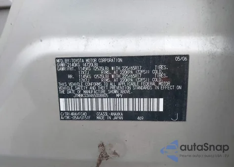 2006 Toyota Rav4 Base V6 из США, поврежденный, VIN JTMBK33V465008805